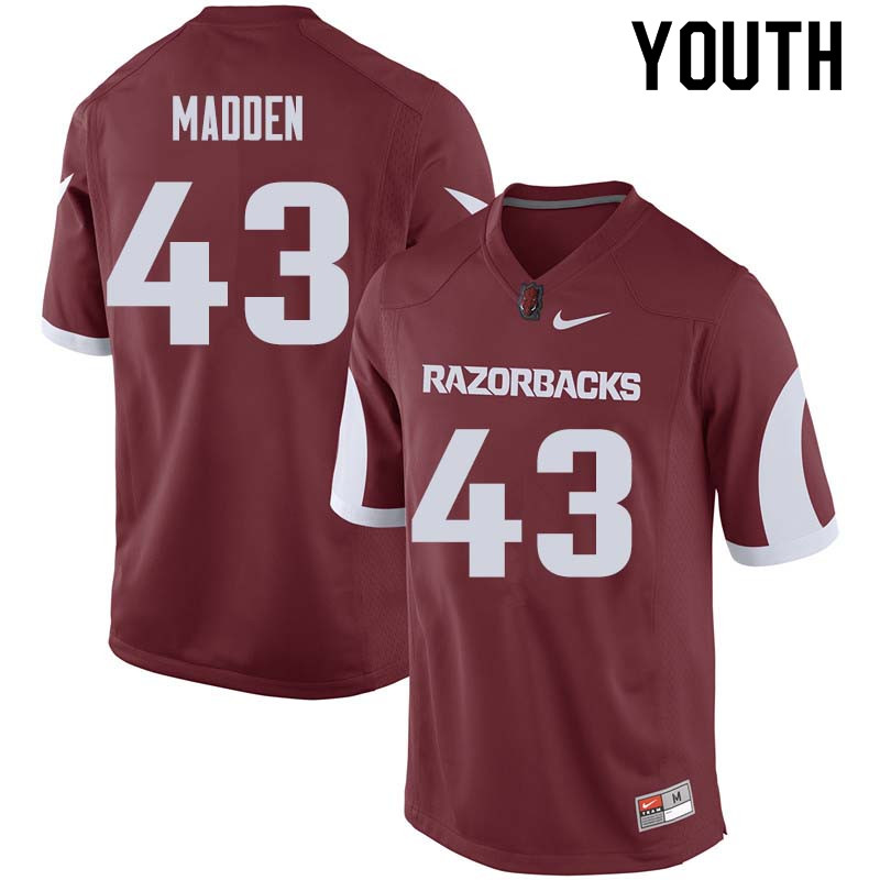Youth #43 George Madden Arkansas Razorback College Football Jerseys Sale-Cardinal - Click Image to Close